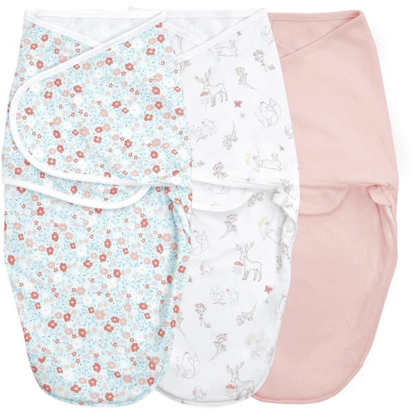 Aden + Anais™ Essential S Easy Swaddle™ Wrap-around Pucksack 3-pack Sprookje Flower 1 Aden + Anais™ Essential S Easy Swaddle™ Wrap-around Pucksack 3-pack Sprookje Flower