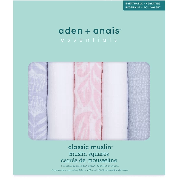 Aden + Anais™ Essential S Katoenen Mousseline Boerendoeken 5-pack Damsel 60 X 60 Cm 2 Aden + Anais™ Essential S Katoenen Mousseline Boerendoeken 5-pack Damsel 60 X 60 Cm - Afbeelding 2