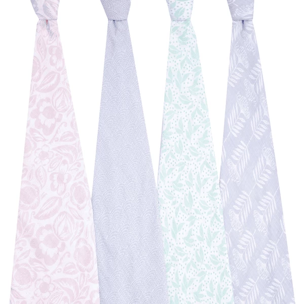 Aden + Anais™ Essential S Katoenen Mousseline Draagdoek 4 Pak Damsel 2 Aden + Anais™ Essential S Katoenen Mousseline Draagdoek 4 Pak Damsel - Afbeelding 2