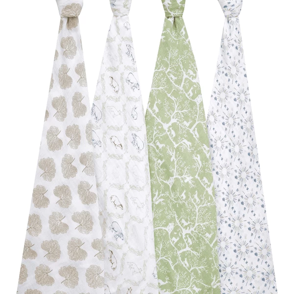 Aden +anais™ Musslin Puck Sling 4-pack Harmony 112 X 112 2 Aden +anais™ Musslin Puck Sling 4-pack Harmony 112 X 112 - Afbeelding 2