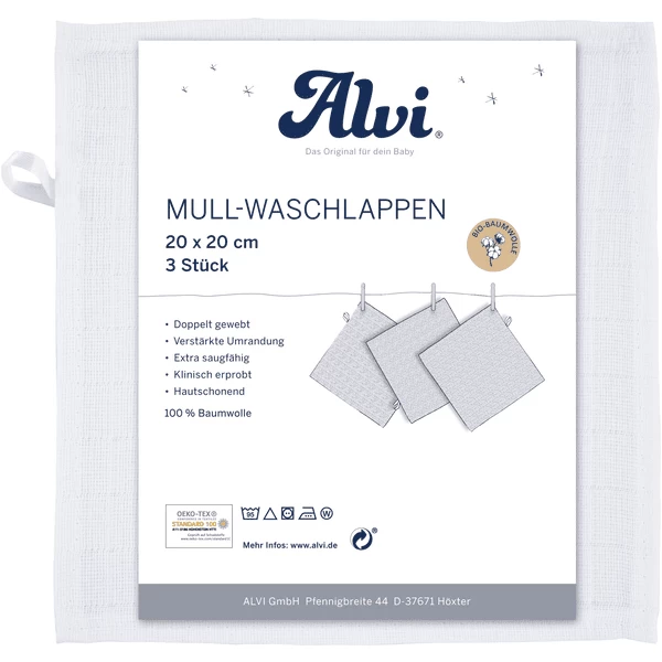 Alvi ® Gaasflanel 3-pack Wit 20 X 20 Cm 5 Alvi ® Gaasflanel 3-pack Wit 20 X 20 Cm - Afbeelding 5