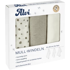 Alvi ® Gaasluiers 3-pack Aqua Dot 80 X 80 Cm