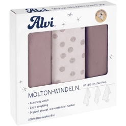 Alvi ® Molton Luiers 3-pack Krullende Stippen 80 X 80 Cm