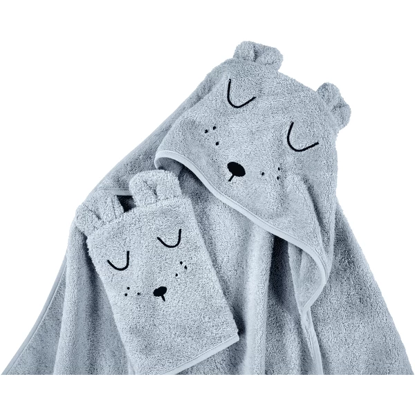 Alvi ® Terry Set Badhanddoek Met Capuchon En Washandje Lichtblauw 2 Alvi ® Terry Set Badhanddoek Met Capuchon En Washandje Lichtblauw - Afbeelding 2