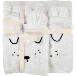 Alvi ® Terry Set Badhanddoek Met Capuchon En Washandje Wit