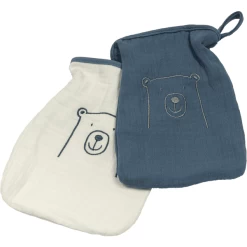 Be Be 's Collection Muslin Washandje 2-Pack Donkerblauw