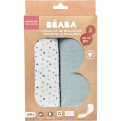 BEABA ® Set Van 2 Burp Cloths Baltic Blue/Dots 120 X 120 Cm -Babyverzorging Deals beaba set van 2 burp cloths baltic blue dots 120 x 120 cm a365390 4