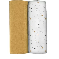 BEABA ® Set Van 2 Burp Cloths Honey Yellow / Starry Night 120 X 120 Cm -Babyverzorging Deals beaba set van 2 burp cloths honey yellow starry night 120 x 120 cm a365392 3