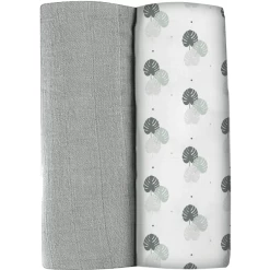 BEABA ® Set Van 2 Burp Doeken Mirage Grijs /Jungle 120 X 120 Cm