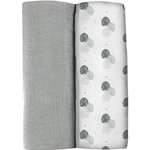 BEABA ® Set Van 2 Burp Doeken Mirage Grijs /Jungle 120 X 120 Cm 4 BEABA ® Set Van 2 Burp Doeken Mirage Grijs /Jungle 120 X 120 Cm - Afbeelding 4