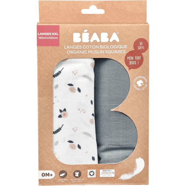 BEABA ® Set Van 2 Burp Doeken Mirage Storm/Spring Flower 120 X 120 Cm 2 BEABA ® Set Van 2 Burp Doeken Mirage Storm/Spring Flower 120 X 120 Cm - Afbeelding 2