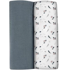 BEABA ® Set Van 2 Burp Doeken Mirage Storm/Spring Flower 120 X 120 Cm