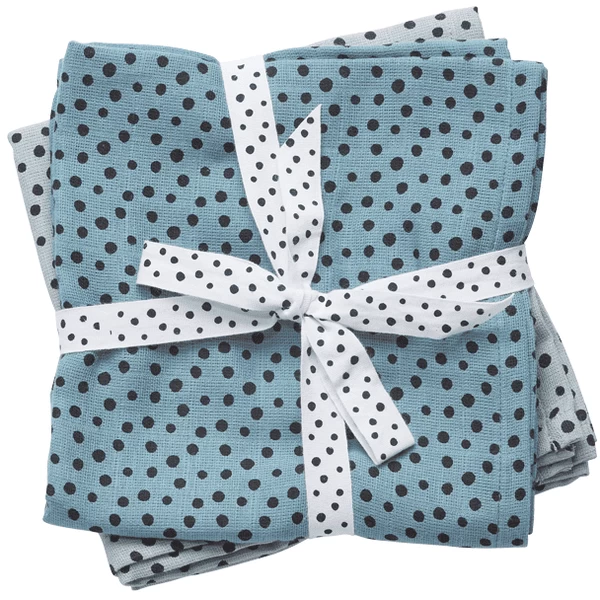 Done By Deer ™ Spit Towel 2-pack Happy Dots Blauw 2 Done By Deer ™ Spit Towel 2-pack Happy Dots Blauw - Afbeelding 2