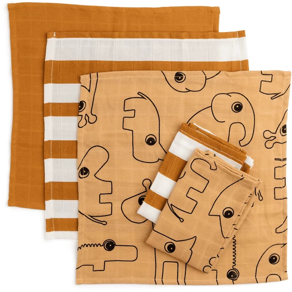 Done By Deer ™ Washandje 5-pack Herten Friends Geel 2 Done By Deer ™ Washandje 5-pack Herten Friends Geel - Afbeelding 2