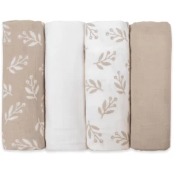 Emma & Noah Set Van 4 Mousseline Luiers 70 Cm X 70 Cm Floral Sand -Babyverzorging Deals emma amp noah set van 4 mousseline luiers 70 cm x 70 cm floral sand a347603 3