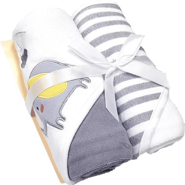 HÜTTE & CO Badhanddoek Met Kap Dubbelpak Grijs 2 HÜTTE & CO Badhanddoek Met Kap Dubbelpak Grijs - Afbeelding 2