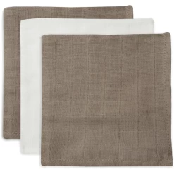 Jollein Burp Cloth Bamboo Muslin 3-Pack Biscuit/Ivory