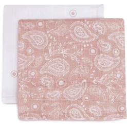 Jollein Burp Cloth Muslin 2 Pack Paisley Halo Rosewood