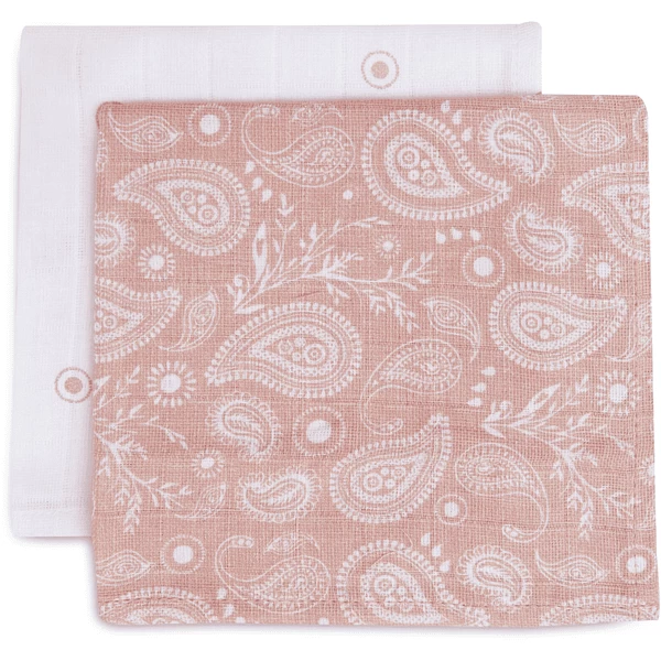 Jollein Burp Cloth Muslin 2 Pack Paisley Halo Rosewood 5 Jollein Burp Cloth Muslin 2 Pack Paisley Halo Rosewood - Afbeelding 5