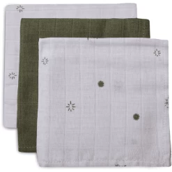 Jollein Burp Cloth Muslin 3-Pack Stargaze Leaf Green