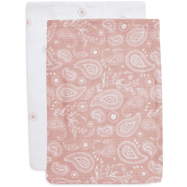 Jollein Flanellen Mousseline 2-Pack Paisley Halo Rosewood 1 Jollein Flanellen Mousseline 2-Pack Paisley Halo Rosewood