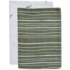 Jollein Flanellen Mousseline 2-pack Stripe Olive Blad Green -Babyverzorging Deals jollein flanellen mousseline 2 pack stripe olive blad green a385578 3
