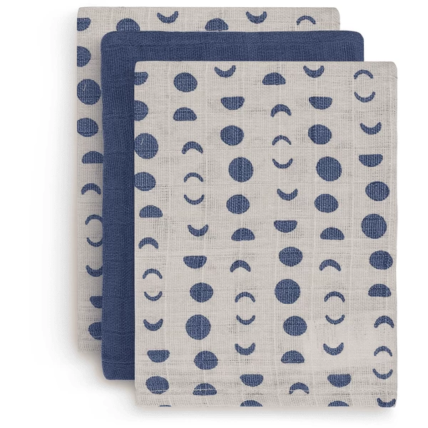 Jollein Gaas Washandje 3-Pack Maan Light 1 Jollein Gaas Washandje 3-Pack Maan Light