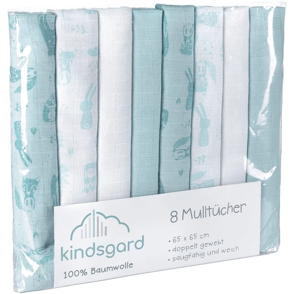 Kindsgard Hydrofiele Doeken Bovbov 8-pack Blauw 1 Kindsgard Hydrofiele Doeken Bovbov 8-pack Blauw