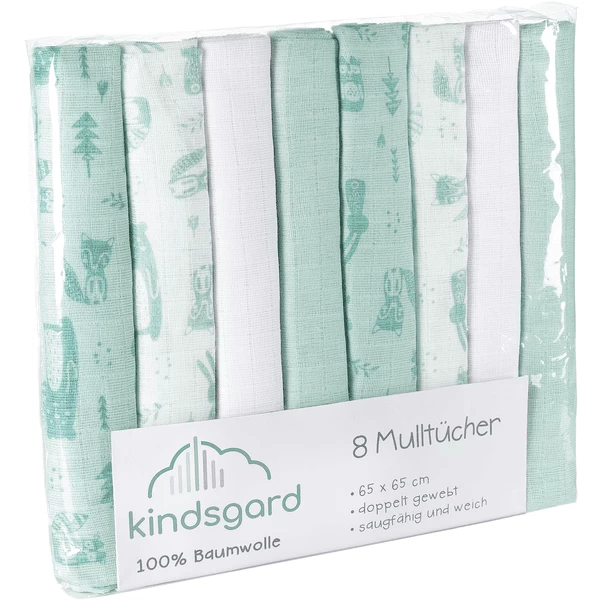 Kindsgard Hydrofiele Doeken Bovbov 8-pack Mint 1 Kindsgard Hydrofiele Doeken Bovbov 8-pack Mint