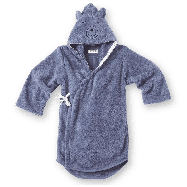 LITTLE Badjas Beer Blauw 1 LITTLE Badjas Beer Blauw