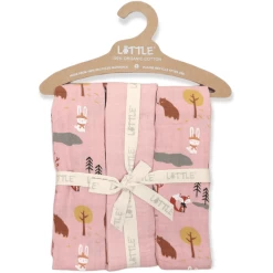 LITTLE Gaasluiers 3-pack Bosdieren Powder Rose -Babyverzorging Deals little gaasluiers 3 pack bosdieren powder rose a329241 2