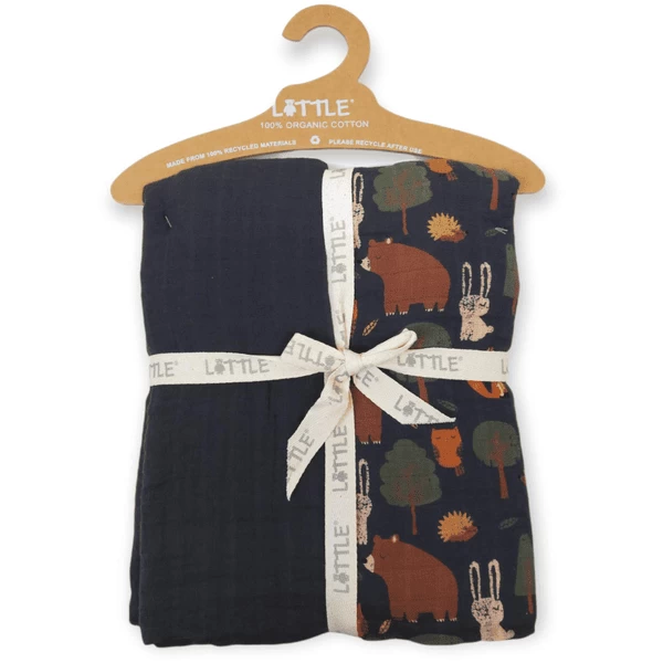 LITTLE Puckdoekjes 2 Stuk Organisch Forest Blauw-grijs 1 LITTLE Puckdoekjes 2 Stuk Organisch Forest Blauw-grijs