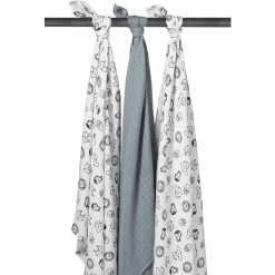 Meyco Swaddles 3-pack Animal/ Stone Green 120x120 Cm