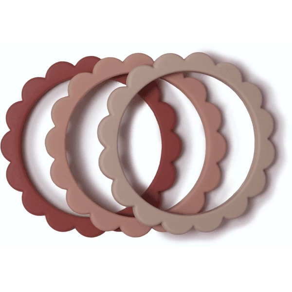 Mushie Bijtring Bloem Armband, Roos/ Blush /Shifting Sand , 3 Stuks 5 Mushie Bijtring Bloem Armband, Roos/ Blush /Shifting Sand , 3 Stuks - Afbeelding 5
