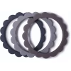 Mushie Bijtring Bloem Armband, Steel /Dove Gray/ Stone , 3 Stuks