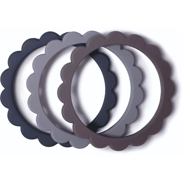 Mushie Bijtring Bloem Armband, Steel /Dove Gray/ Stone , 3 Stuks 5 Mushie Bijtring Bloem Armband, Steel /Dove Gray/ Stone , 3 Stuks - Afbeelding 5