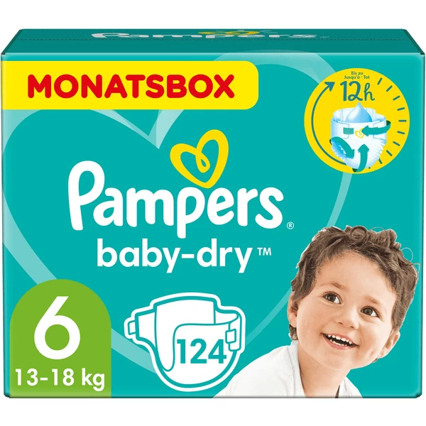 Pampers® Pampers Baby-Dry Gr. 6 Extra Large (16+ Kg) Maandvoordeelbox 124 Stuks 1 Pampers® Pampers Baby-Dry Gr. 6 Extra Large (16+ Kg) Maandvoordeelbox 124 Stuks