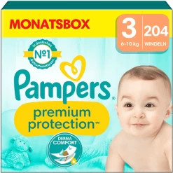 Pampers® Pampers Premium Protection , Maat 3 Midi, 6-10kg, Maandbox (1x 204 Luiers)