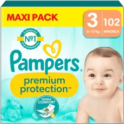 Pampers® Pampers Premium Protection , Maat 3 Midi, 6-10kg, Maxi Pack (1x 102 Luiers)
