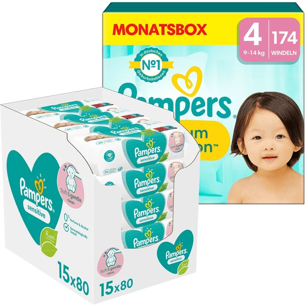 Pampers® Pampers Premium Protection , Maat 4, 9-14kg, Maandbox (1x 174 Luiers) En Pampers Sensitive Natte Doekjes 1200 Doekjes (15 X 80 Stuks) 5 Pampers® Pampers Premium Protection , Maat 4, 9-14kg, Maandbox (1x 174 Luiers) En Pampers Sensitive Natte Doekjes 1200 Doekjes (15 X 80 Stuks) - Afbeelding 5