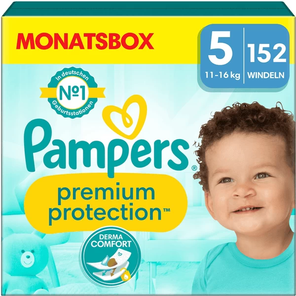 Pampers® Pampers Premium Protection , Maat 5 Junior , 11-16kg, Maandbox (1x 152 Luiers) 1 Pampers® Pampers Premium Protection , Maat 5 Junior , 11-16kg, Maandbox (1x 152 Luiers)