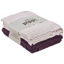 Pippi Mousseline Doeken 4-pack Pruim