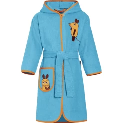 Playshoes Badjas Van Badstof De Muis Aqua Blauw