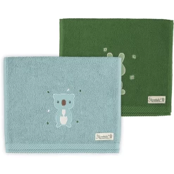 Sterntaler Kinderhanddoek Twin Pack Kinni+Kalla Donkergroen 50 X 30 Cm