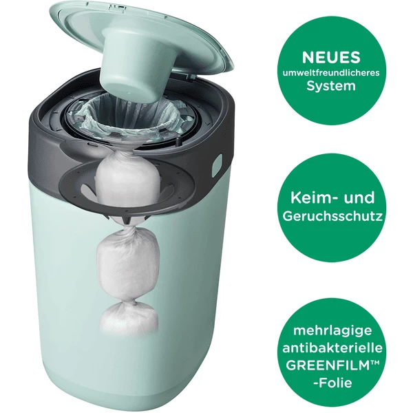Tommee Tippee Twist & Click Advanced Luieremmer, Incl. 4 Cassettes Met Duurzaam, Antibacterieel Green Folie In Groen 4 Tommee Tippee Twist & Click Advanced Luieremmer, Incl. 4 Cassettes Met Duurzaam, Antibacterieel Green Folie In Groen - Afbeelding 4