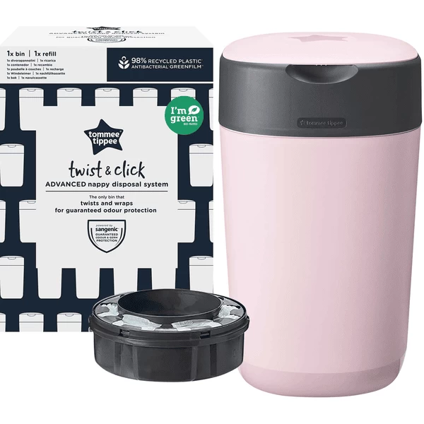 Tommee Tippee Twist & Click Advanced Luieremmer, Incl. Een Cassette Met Antibacteriële Folie Van Duurzame Herkomst Green In Roze 4 Tommee Tippee Twist & Click Advanced Luieremmer, Incl. Een Cassette Met Antibacteriële Folie Van Duurzame Herkomst Green In Roze - Afbeelding 4