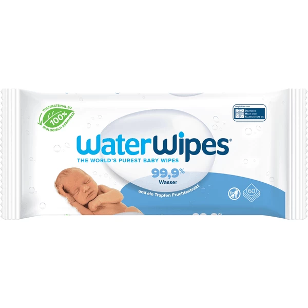 WaterWipes Babydoekjes, Biologisch Afbreekbaar, 60 Doekjes 1 WaterWipes Babydoekjes, Biologisch Afbreekbaar, 60 Doekjes