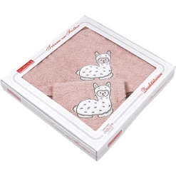 WÖRNER SÜDFROTTIER Set Badhanddoek En Washandje Met Kap Lama Roze 80 X 80 Cm -Babyverzorging Deals woerner suedfrottier set badhanddoek en washandje met kap lama roze 80 x 80 cm a303294 4
