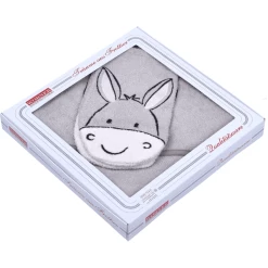 WÖRNER SÜDFROTTIER Set Badhanddoek Met Kap En Washandje Ezel Lichtgrijs 80 X 80 Cm