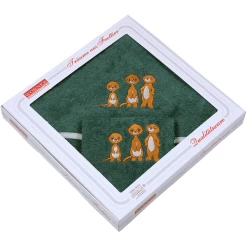 WÖRNER SÜDFROTTIER Set Van Washandje + Badcape Stokstaartje Dennenhout -Babyverzorging Deals woerner suedfrottier set van washandje badcape stokstaartje dennenhout a384762 4